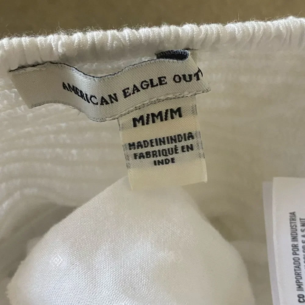 American Eagle White Crochet Halter Top